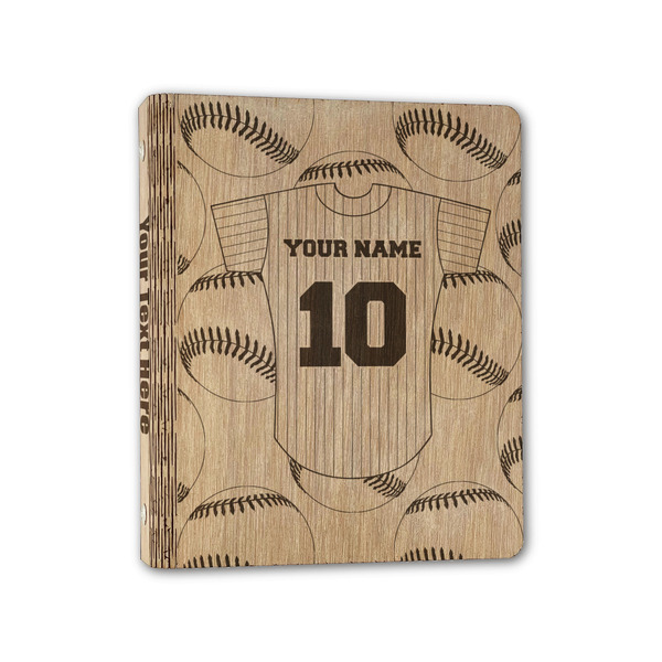 Custom Baseball Jersey Wood 3-Ring Binder - 1" Half-Letter Size (Personalized)