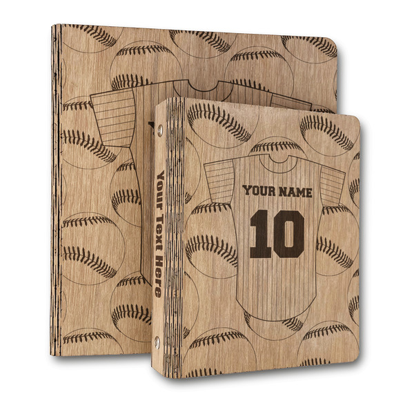 Custom Baseball Jersey Wood 3-Ring Binder (Personalized)