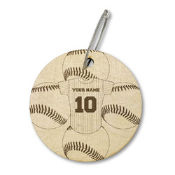 Baseball Jersey Wood Luggage Tag - Round (Personalized)