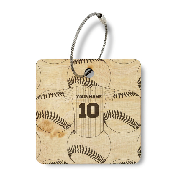 Custom Baseball Jersey Wood Luggage Tag - Square (Personalized)