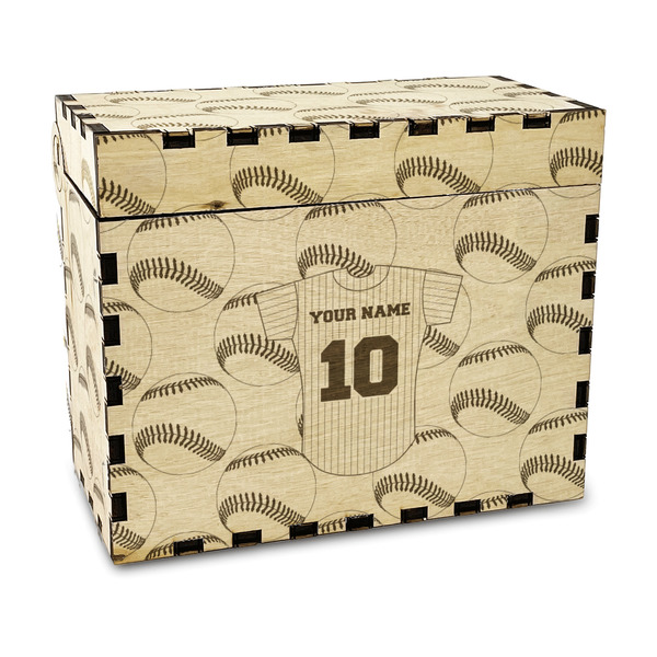 Custom Baseball Jersey Wood Recipe Box - Laser Engraved (Personalized)