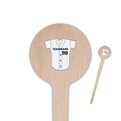 Baseball Jersey 4" Round Wooden Food Picks - Single Sided (Personalized)