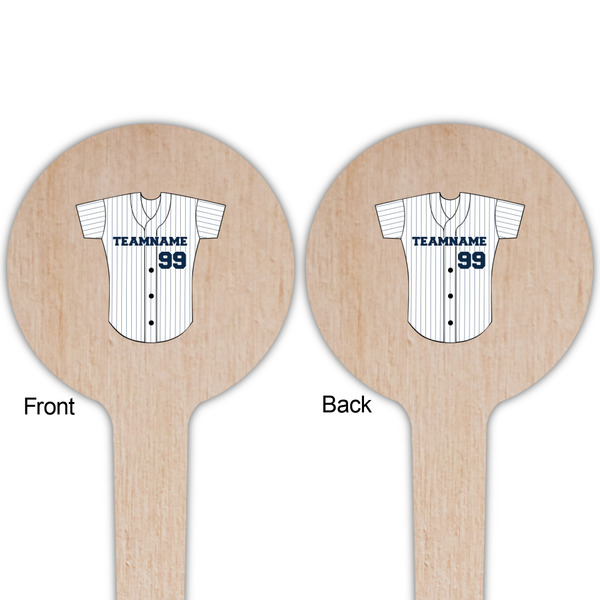 Baseball Jersey Wooden 4" Food Pick - Round - Double Sided - Front & Back