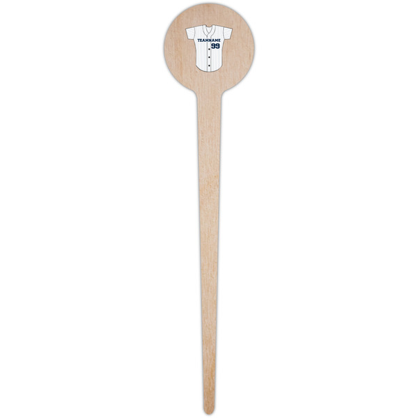 Baseball Jersey Wooden 4" Food Pick - Round - Single Pick