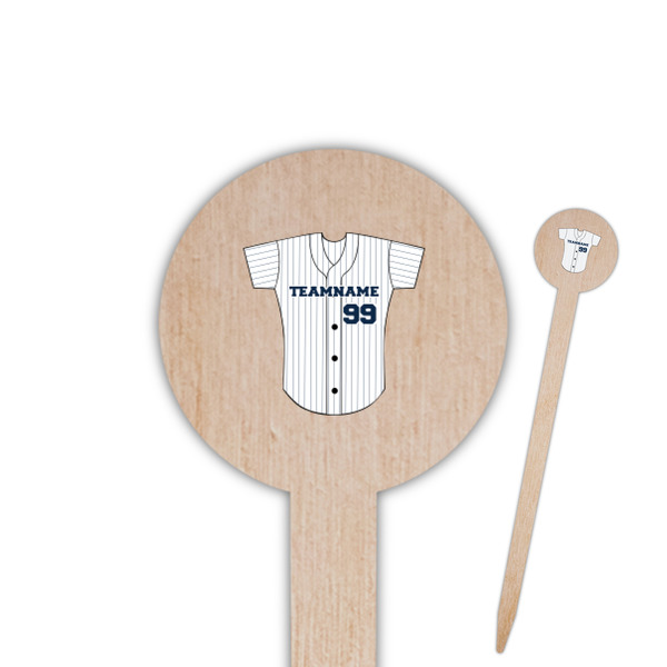 Custom Baseball Jersey 6" Round Wooden Food Picks - Double Sided (Personalized)