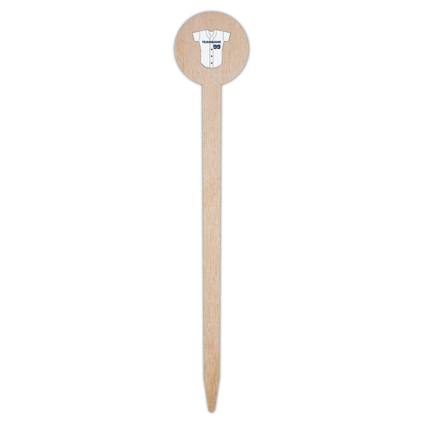 Baseball Jersey Wooden 6" Food Pick - Round - Single Pick