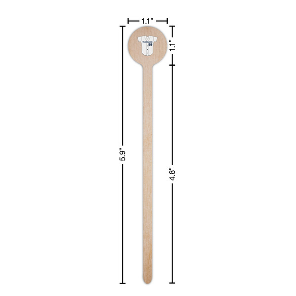 Baseball Jersey Wooden 6" Stir Stick - Round - Dimensions