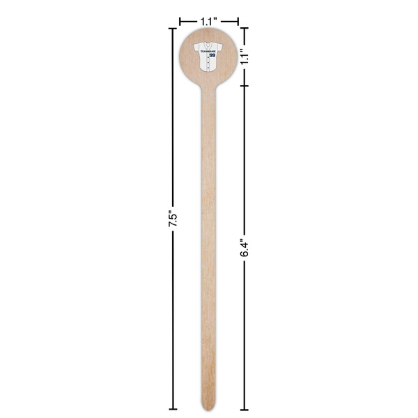 Baseball Jersey Wooden 7.5" Stir Stick - Round - Dimensions