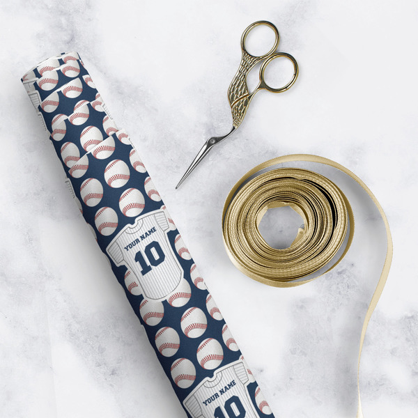 Baseball Jersey Wrapping Paper Roll - Matte - In Context