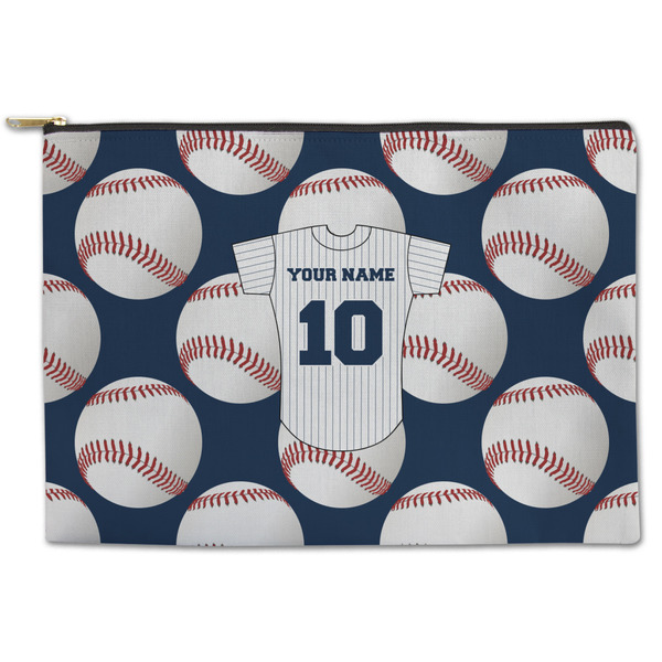Custom Baseball Jersey Zipper Pouch - Large - 12.5"x8.5" (Personalized)