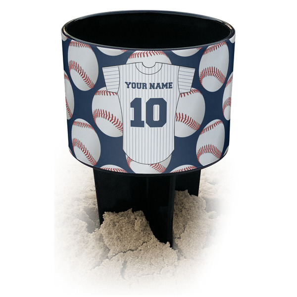 Custom Baseball Jersey Black Beach Spiker Drink Holder (Personalized)