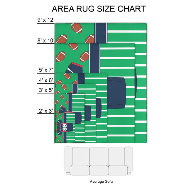 Football Jersey 2'x3' Indoor Area Rugs - Size Chart