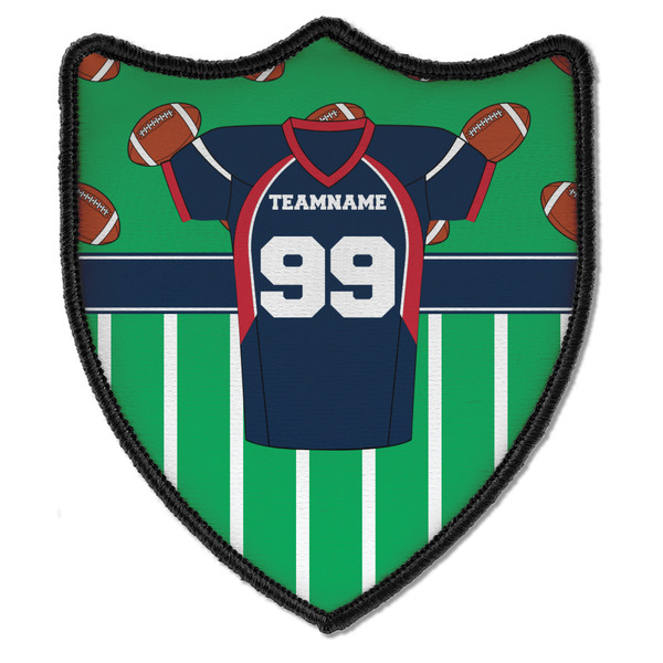 Custom Football Jersey Iron On Shield Patch B w/ Name and Number