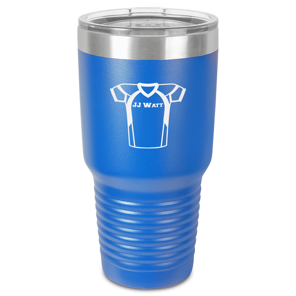 Custom Football Jersey 30 oz Stainless Steel Tumbler - Royal Blue - Single-Sided (Personalized)