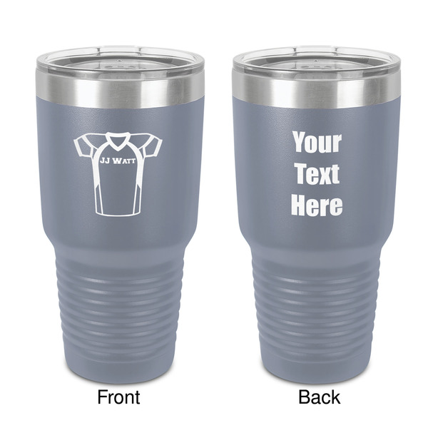 Custom Football Jersey 30 oz Stainless Steel Tumbler - Grey - Double-Sided (Personalized)