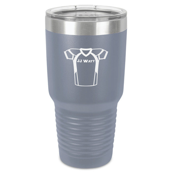 Custom Football Jersey 30 oz Stainless Steel Tumbler - Grey - Single-Sided (Personalized)
