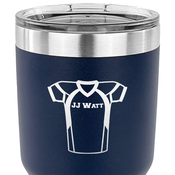 Football Jersey 30 oz Stainless Steel Ringneck Tumbler - Navy - CLOSE UP