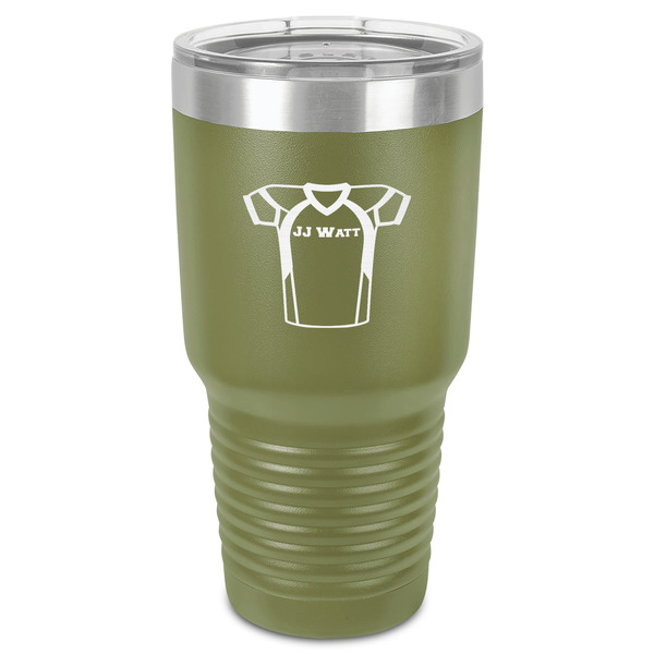 Football Jersey 30 oz Stainless Steel Ringneck Tumbler - Olive - Front