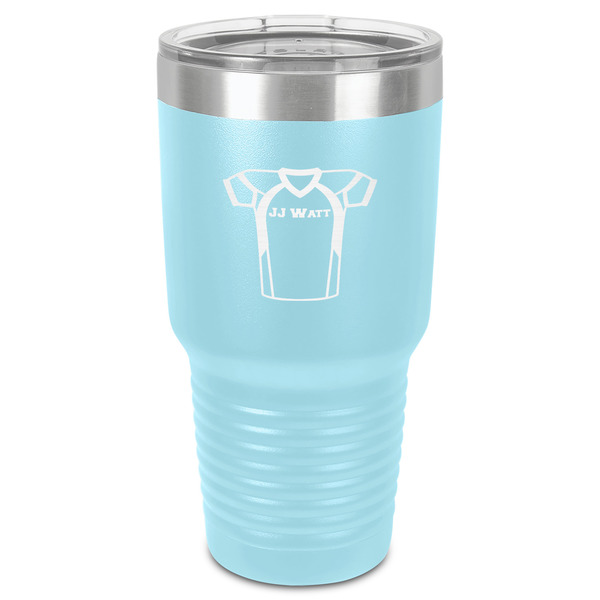 Custom Football Jersey 30 oz Stainless Steel Tumbler - Teal - Single-Sided (Personalized)