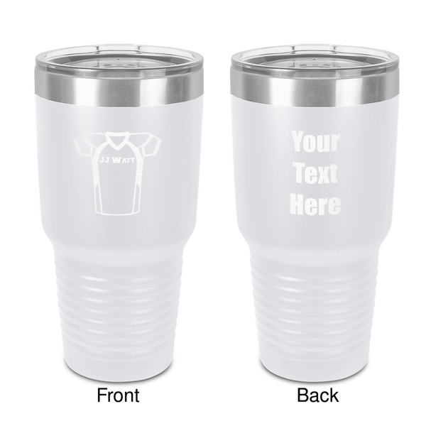 Custom Football Jersey 30 oz Stainless Steel Tumbler - White - Double-Sided (Personalized)