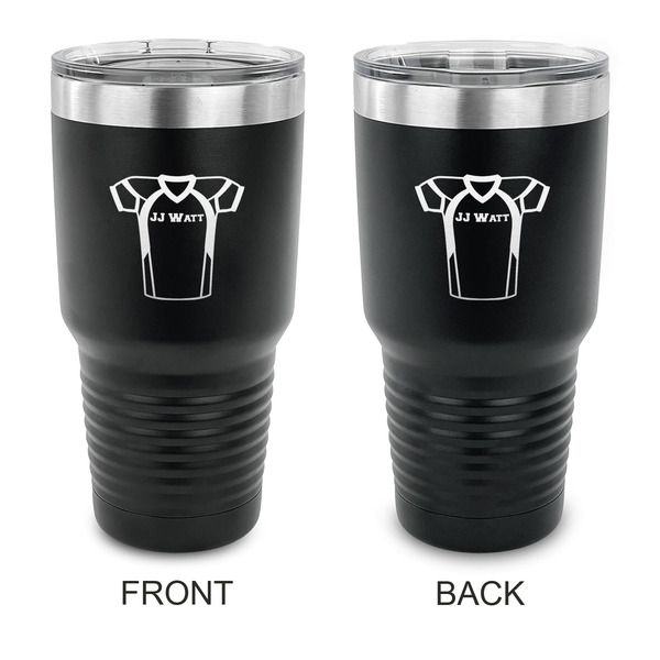Custom Football Jersey 30 oz Stainless Steel Tumbler - Black - Double Sided (Personalized)