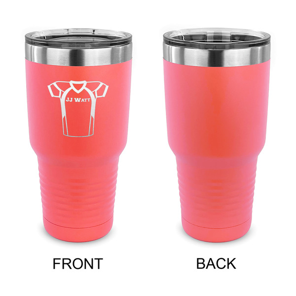 Football Jersey 30 oz Stainless Steel Ringneck Tumblers - Coral - Single Sided - APPROVAL