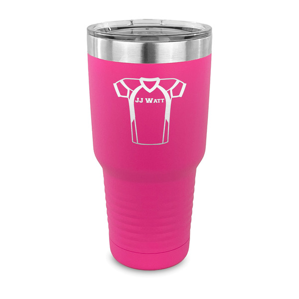 Custom Football Jersey 30 oz Stainless Steel Tumbler - Pink - Single Sided (Personalized)