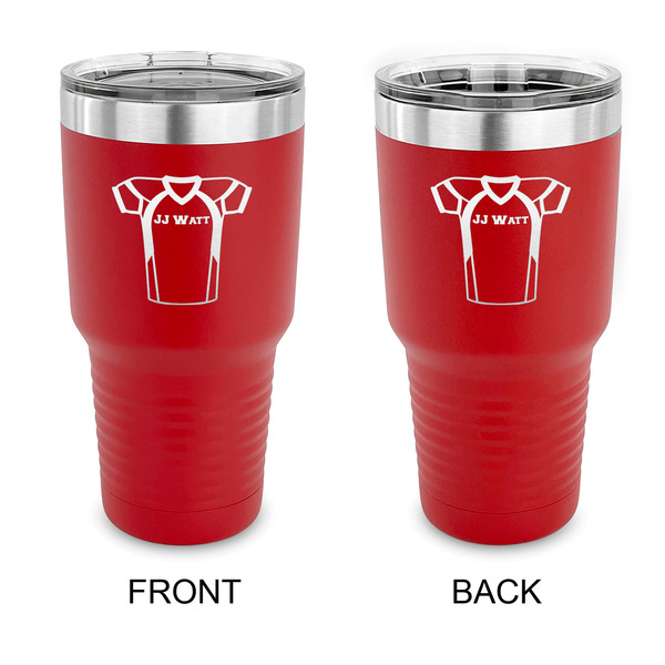Custom Football Jersey 30 oz Stainless Steel Tumbler - Red - Double Sided (Personalized)