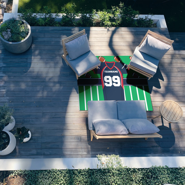 Football Jersey 5'x7' Patio Rug - In context