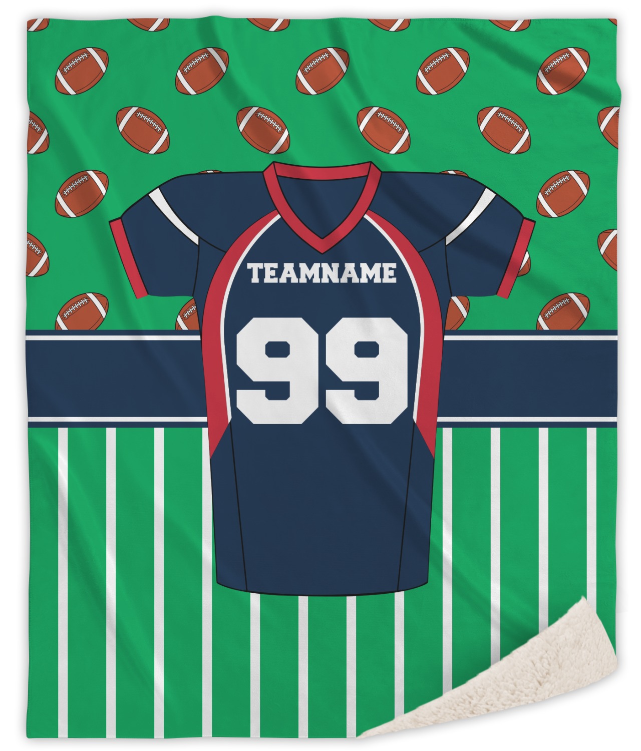Custom Football Jersey Sherpa Throw Blanket (Personalized) YouCustomizeIt