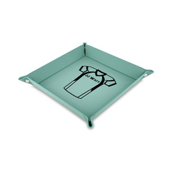 Football Jersey 6" x 6" Teal Faux Leather Valet Tray (Personalized)