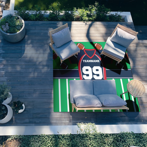 Football Jersey 8'x10' Patio Rug - In context