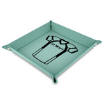 Football Jersey Faux Leather Dice Tray - 9" x 9"  - Teal (Personalized)