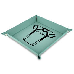 Football Jersey 9" x 9" Teal Faux Leather Valet Tray (Personalized)