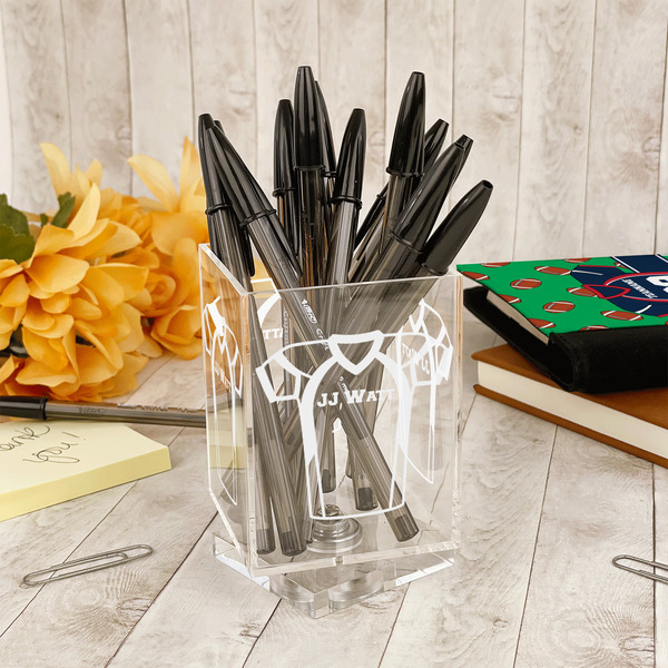 Football Jersey Acrylic Pencil Holder - IN CONTEXT