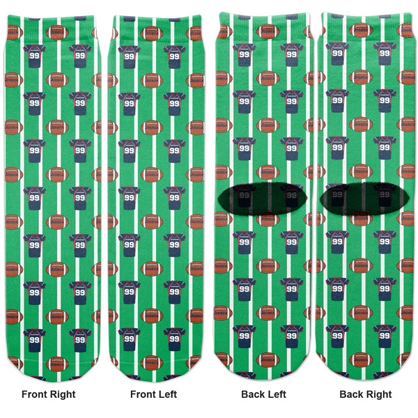 Football Jersey Adult Crew Socks - Double Pair - Front and Back - Apvl