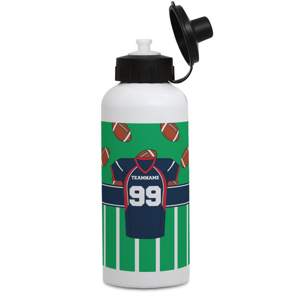 Custom Football Jersey Water Bottles - Aluminum - 20 oz - White (Personalized)