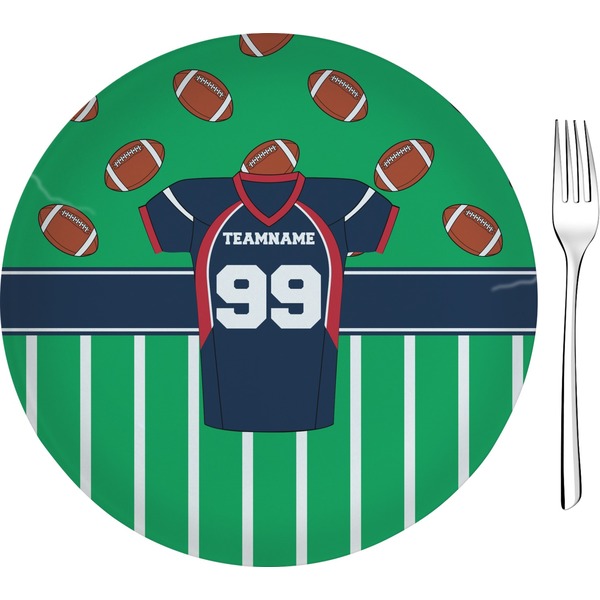 Custom Football Jersey Glass Appetizer / Dessert Plate 8" (Personalized)