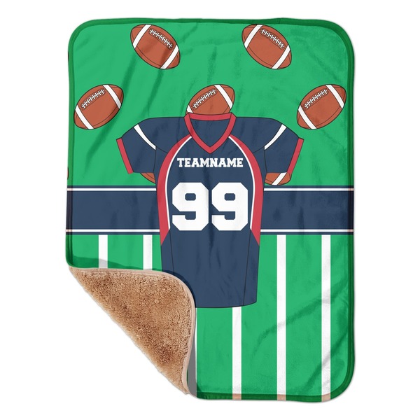 Custom Football Jersey Sherpa Baby Blanket - 30" x 40" w/ Name and Number