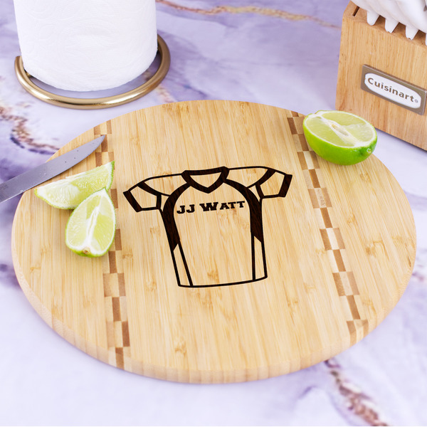 Football Jersey Bamboo Cutting Board - In Context
