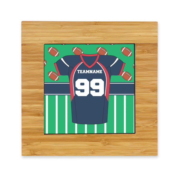 Custom Football Jersey Bamboo Trivet with Ceramic Tile Insert (Personalized)