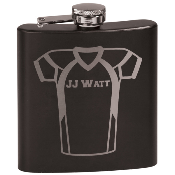 Custom Football Jersey Black Flask Set (Personalized)