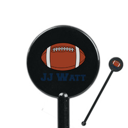 Football Jersey 5.5" Round Plastic Stir Sticks - Black - Single Sided (Personalized)