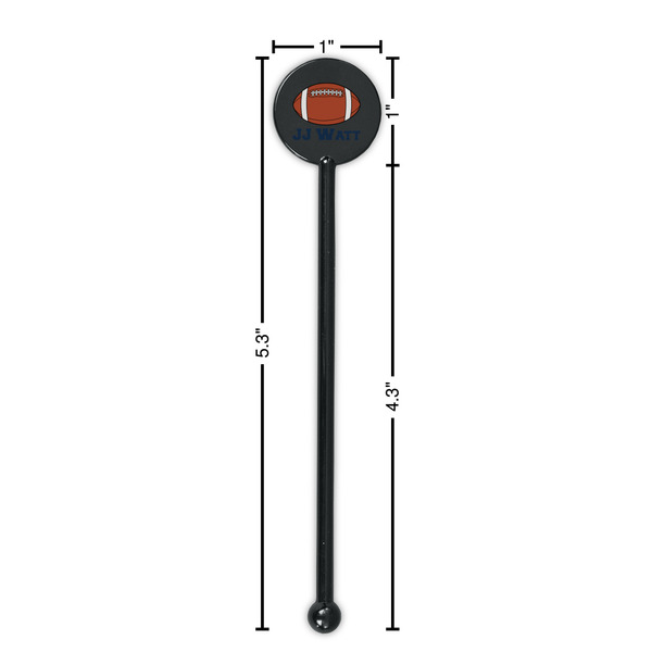 Football Jersey Black Plastic 5.5" Stir Stick - Round - Dimensions
