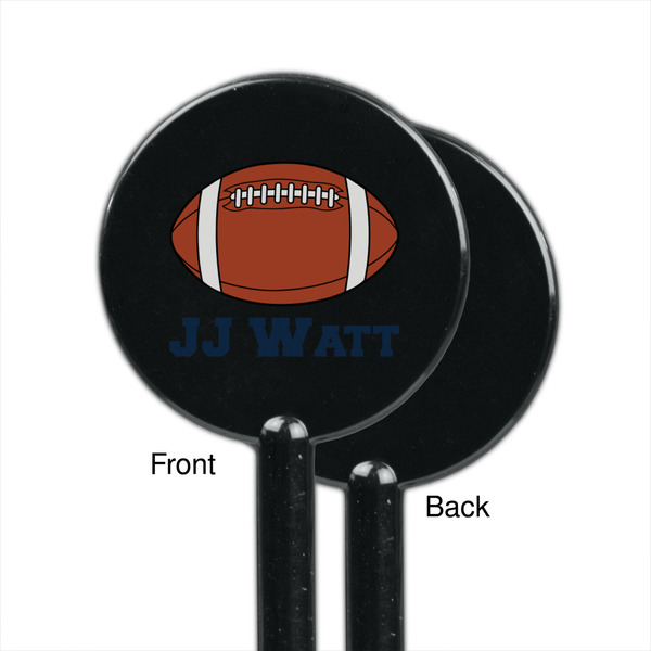 Football Jersey Black Plastic 5.5" Stir Stick - Single Sided - Round - Front & Back