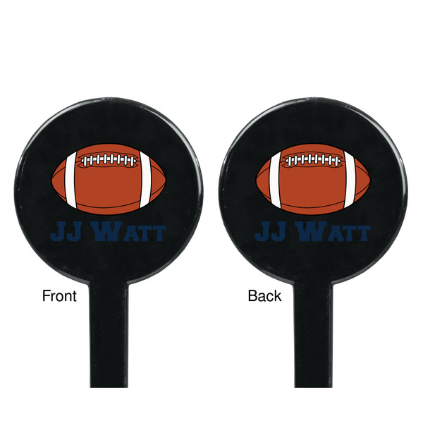 Football Jersey Black Plastic 7" Stir Stick - Double Sided - Round - Front & Back