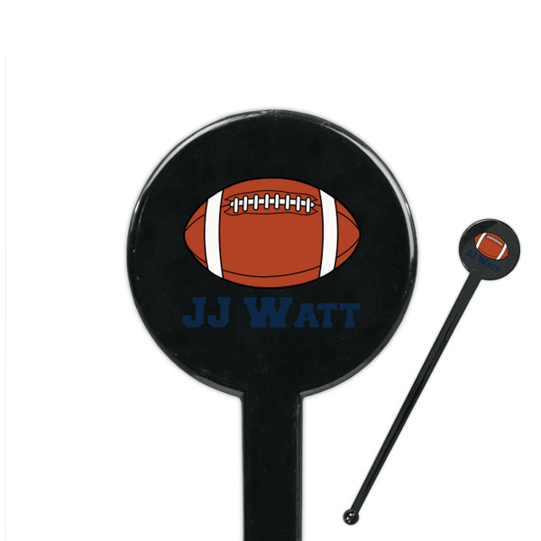 Custom Football Jersey 7" Round Plastic Stir Sticks - Black - Single Sided (Personalized)