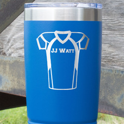 Football Jersey 20 oz Stainless Steel Tumbler - Royal Blue - Single Sided (Personalized)
