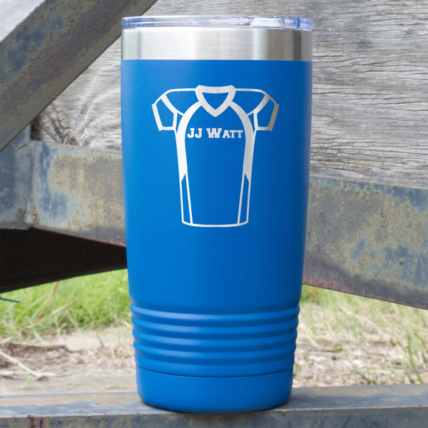 Custom Football Jersey 20 oz Stainless Steel Tumbler - Royal Blue - Single Sided (Personalized)
