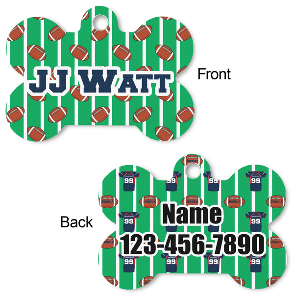 Football Jersey Bone Shaped Dog Tag - Front & Back
